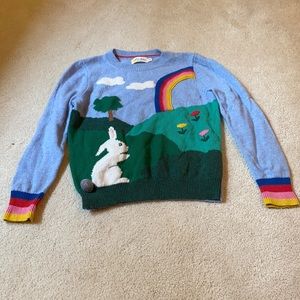 Mini Boden Bunny and Rainbow sweater size 7-8